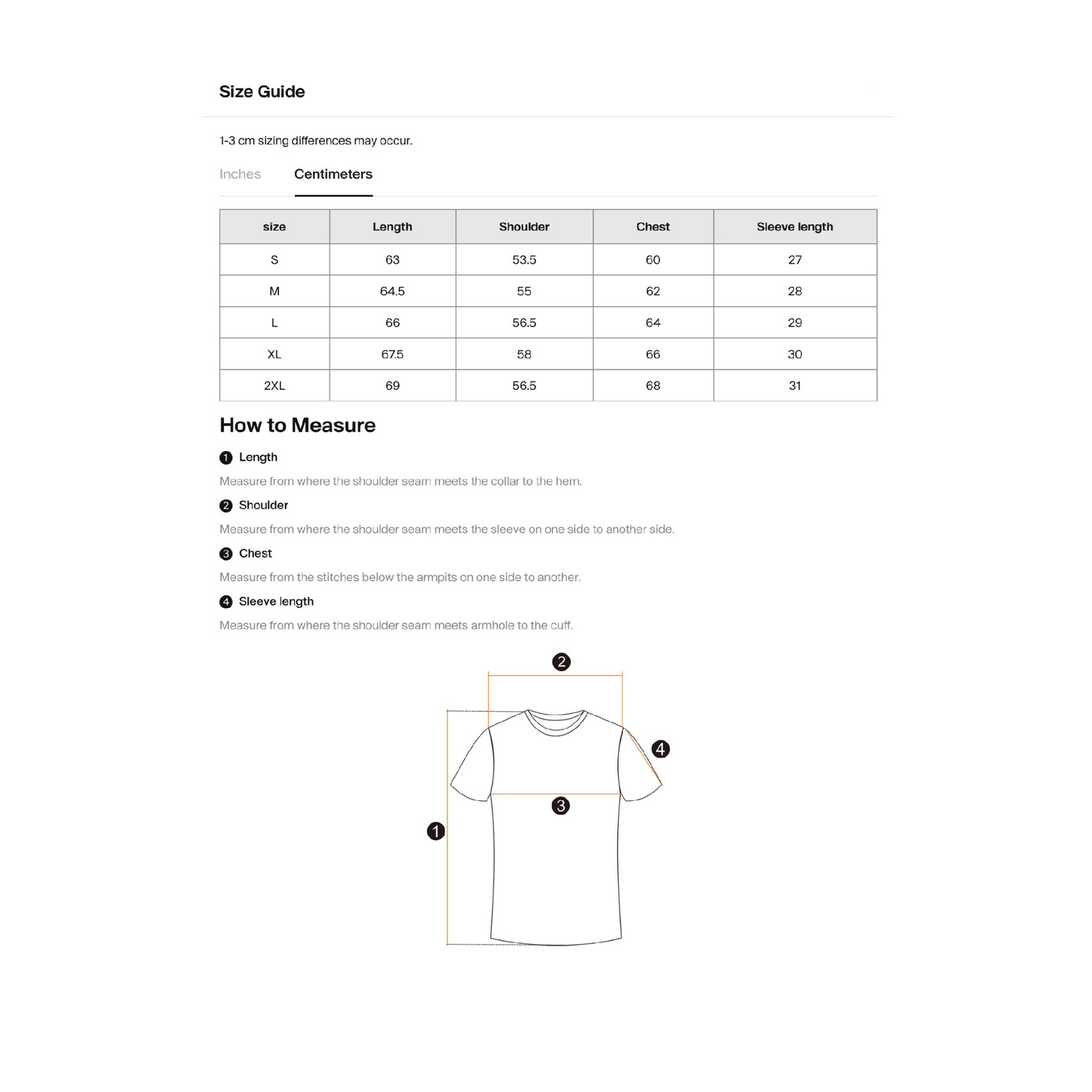 Size measurement guide