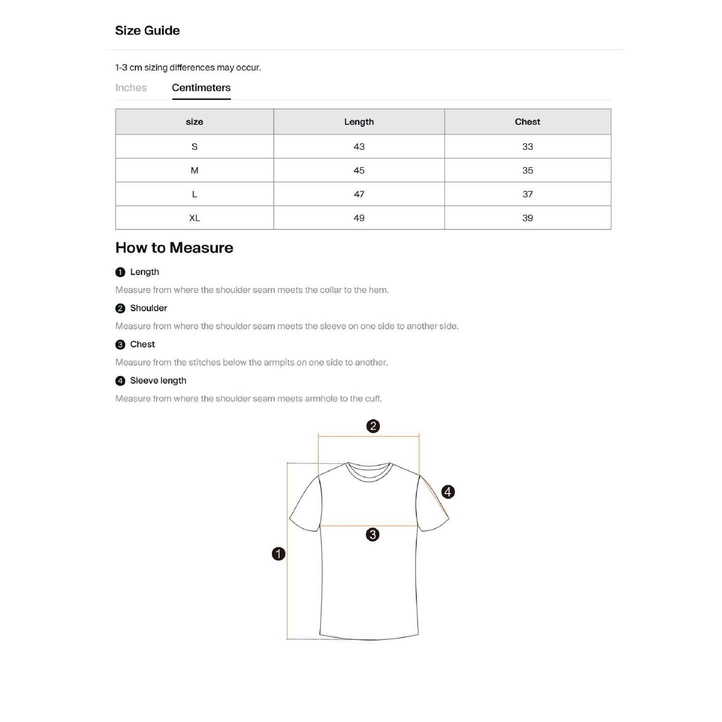 Shirt measurement guide