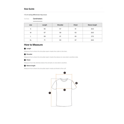size guide and measurement image