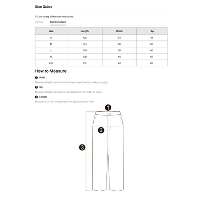 Size guide and measurement image