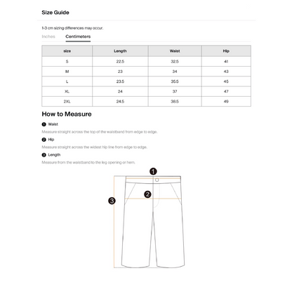 size guide and measurement chart
